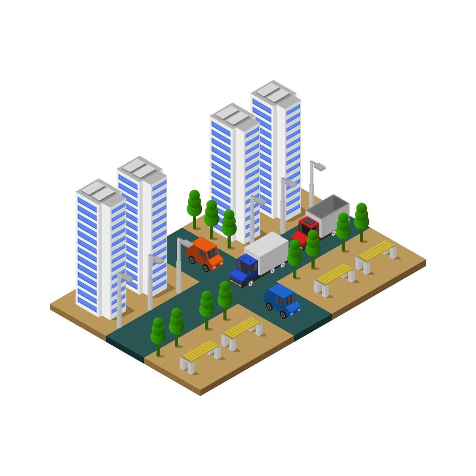 Isometric City Illustrated On White Background vector