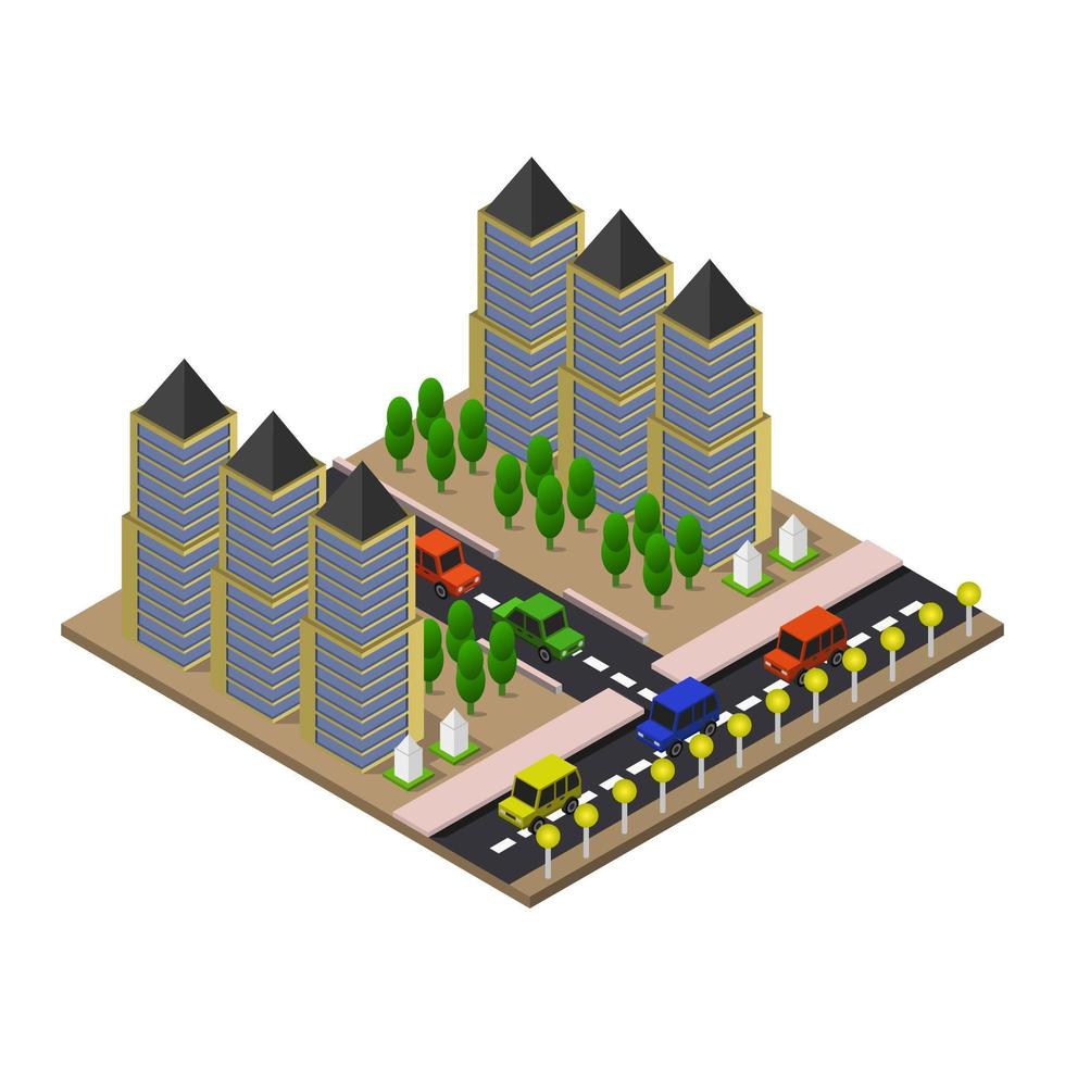 Isometric City Illustrated On White Background vector