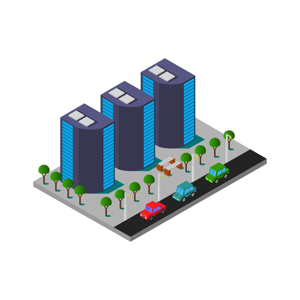 Isometric City Illustrated On White Background vector