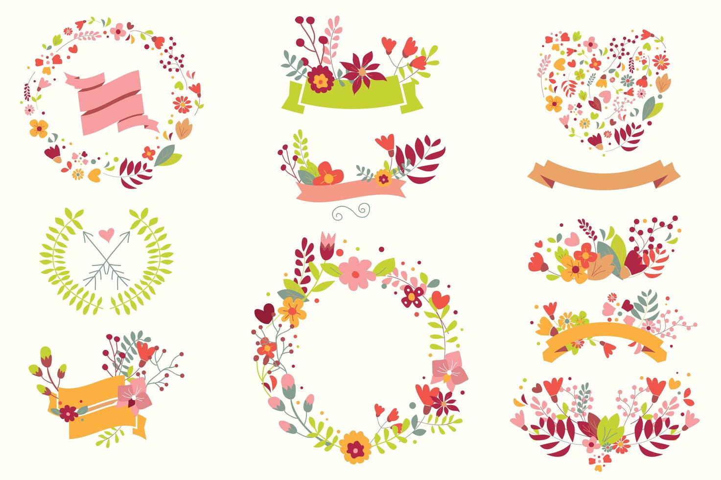 Hand drawn vintage flowers and floral elements for weddings, Valentines day, birthdays and holidays vector