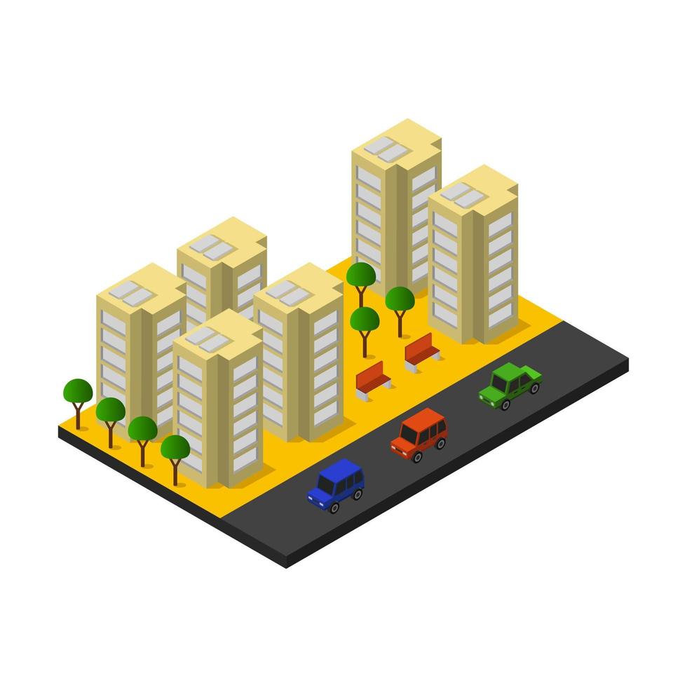 Isometric City Illustrated On White Background vector