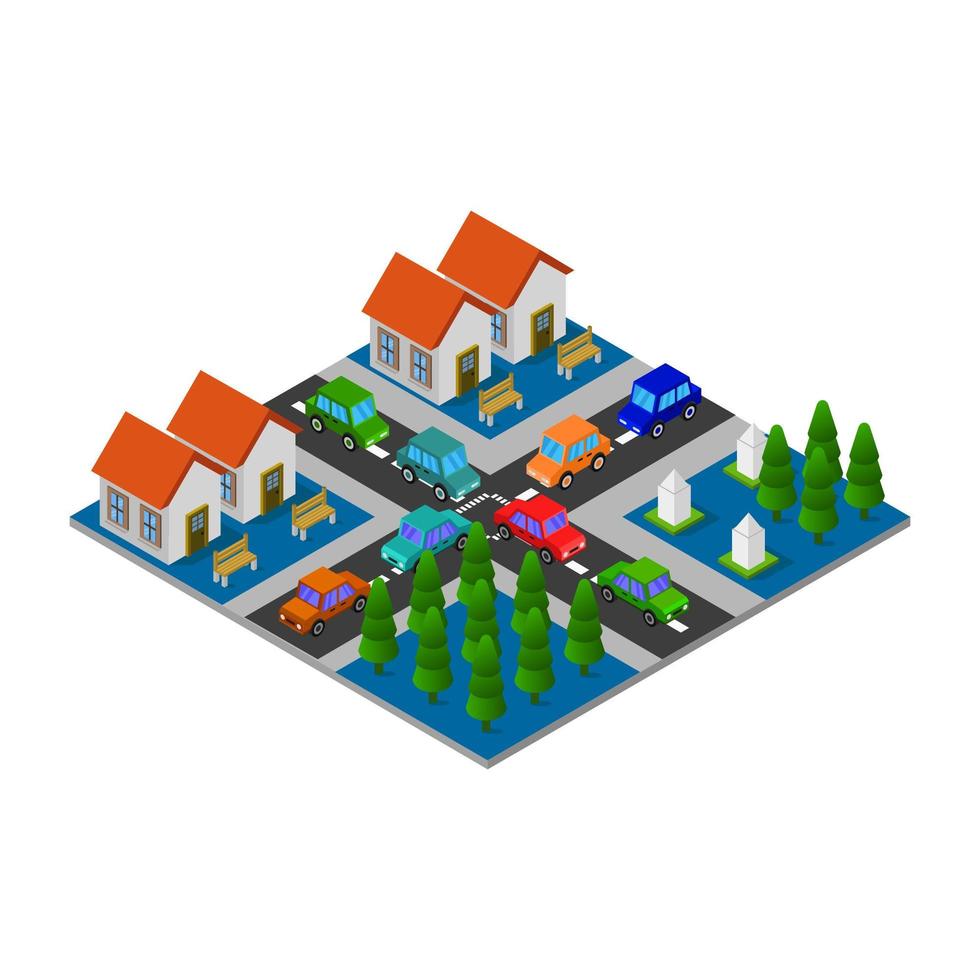 Isometric City Illustrated On White Background vector