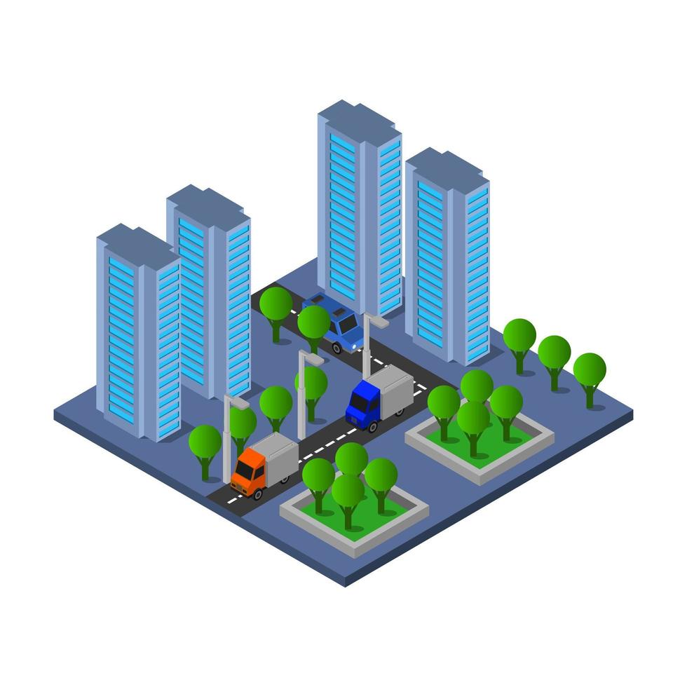 Isometric City Illustrated On White Background vector