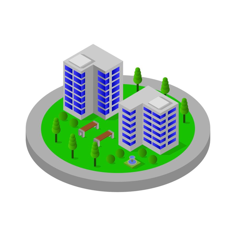 Isometric City Illustrated On White Background vector