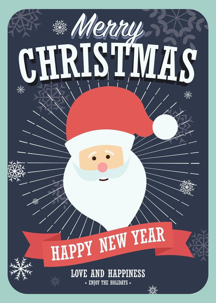 Merry Christmas card with Santa Claus on winter background vector