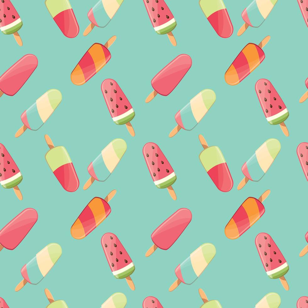 Ice cream seamless pattern, colorful summer background, delicious sweet treats, vector