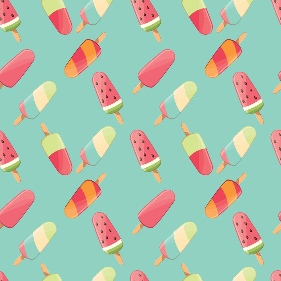 helado de patrones sin fisuras, colorido fondo de verano, deliciosos dulces, vector