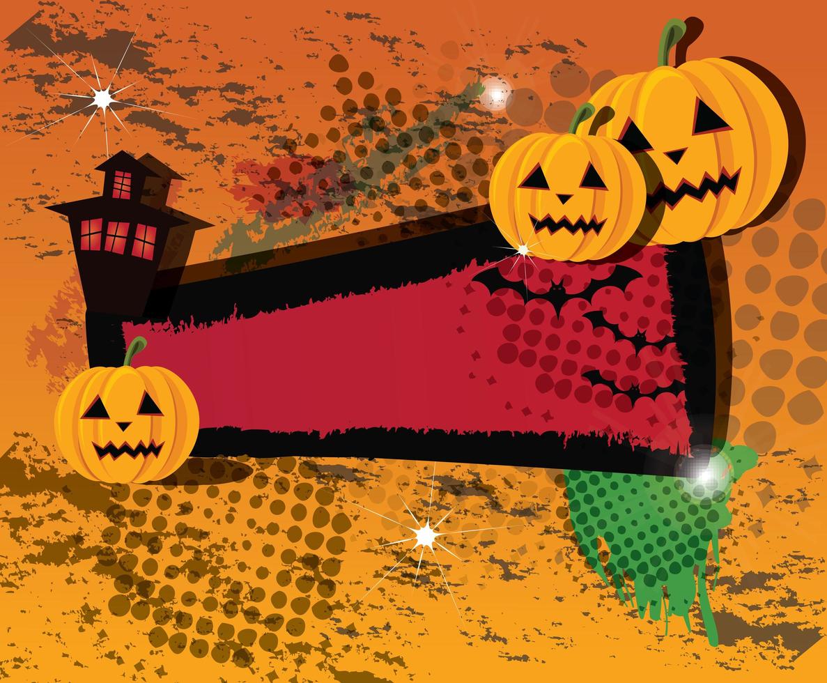 banner de halloween con calabazas vector