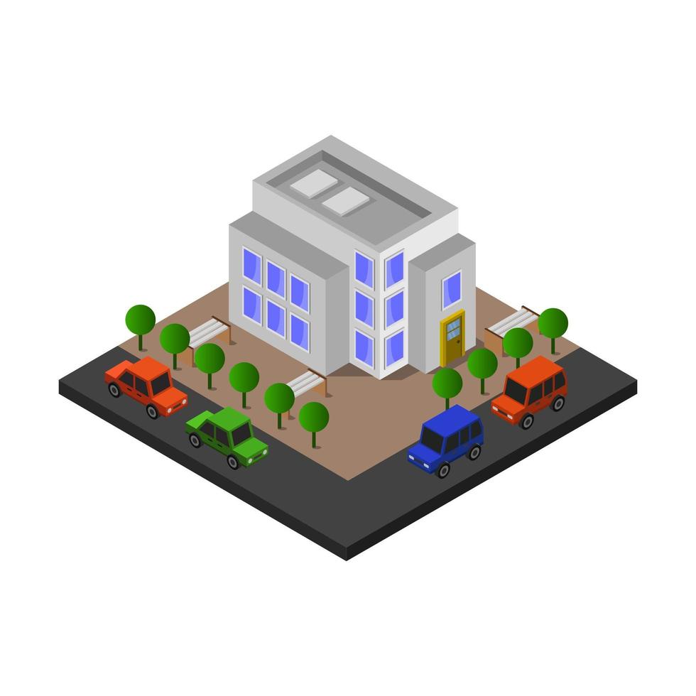 City Store Isometric Illustrated On White Background vector