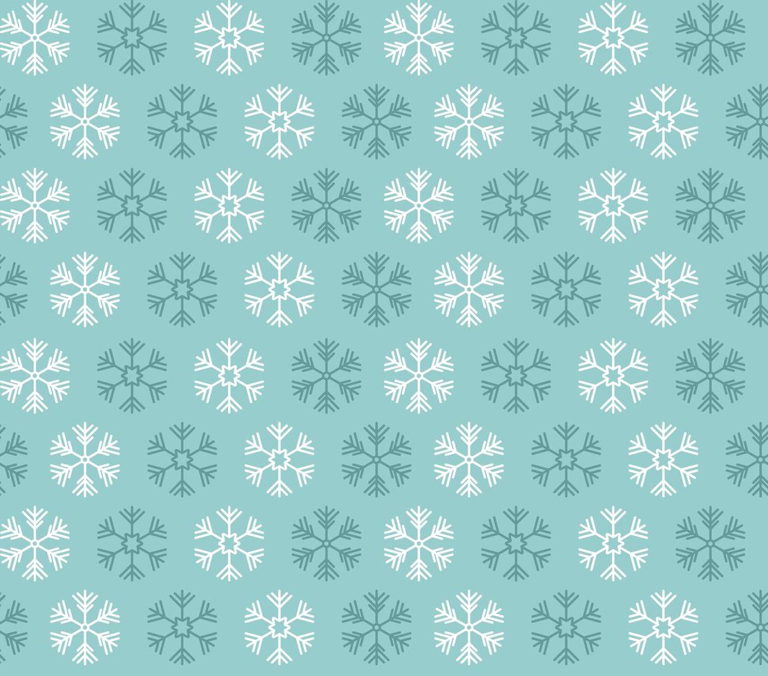 Patrón sin fisuras con copos de nieve de Navidad azul y blanco sobre fondo azul. vector