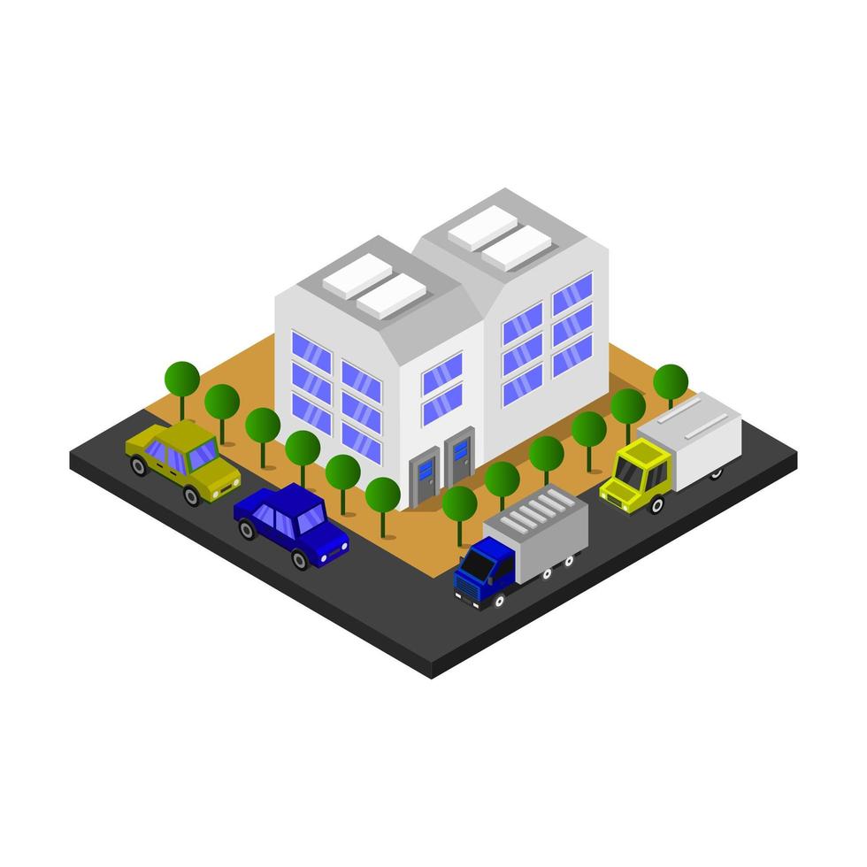 City Store Isometric Illustrated On White Background vector