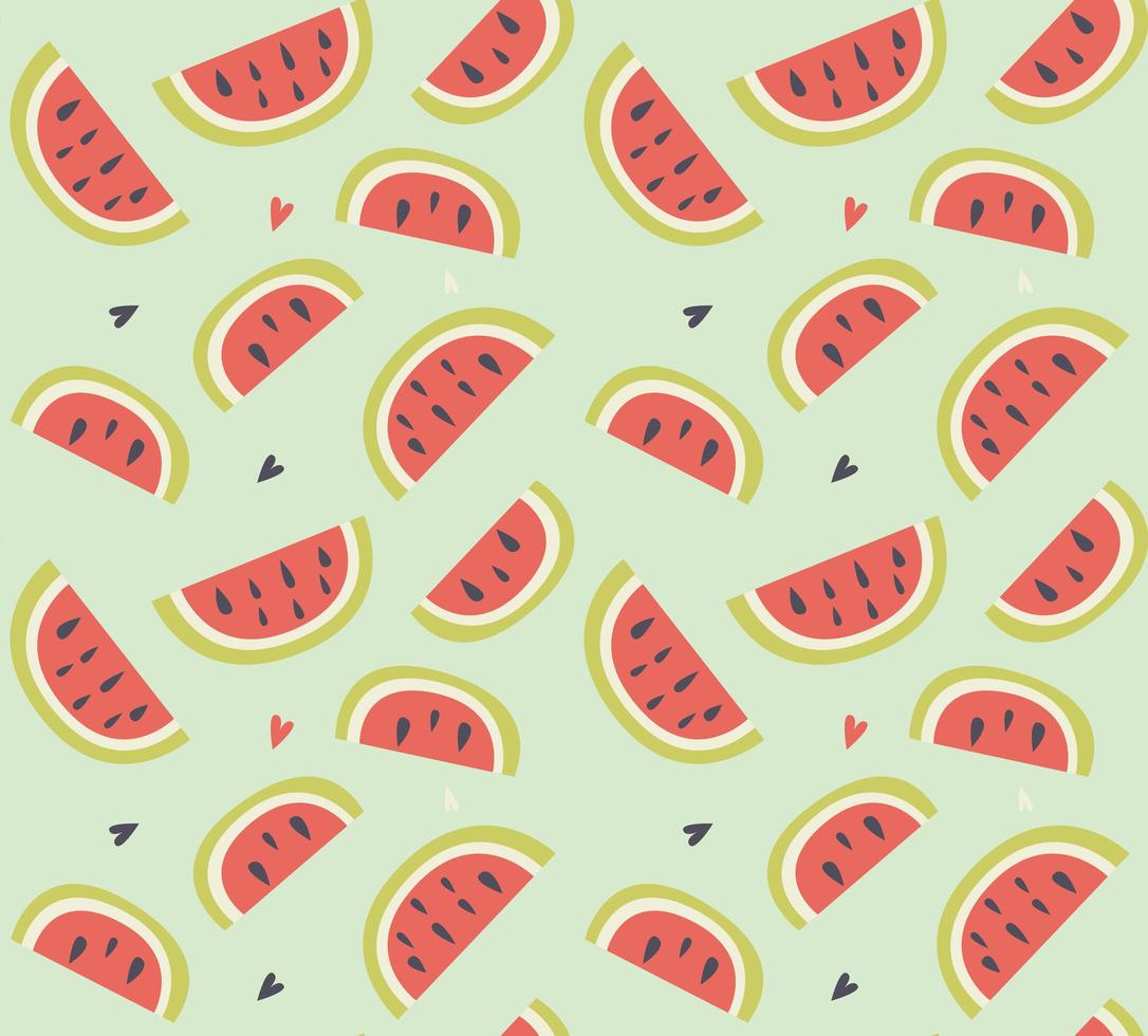 Seamless pattern with hand drawn watermelon fruit vector