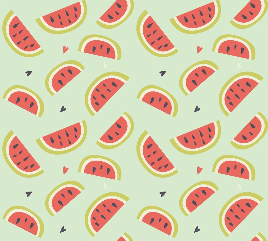 Seamless pattern with hand drawn watermelon fruit vector