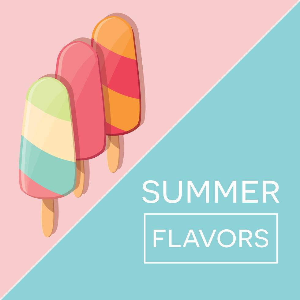 diseño de cartel de verano tipográfico moderno con helados y elementos geométricos vector