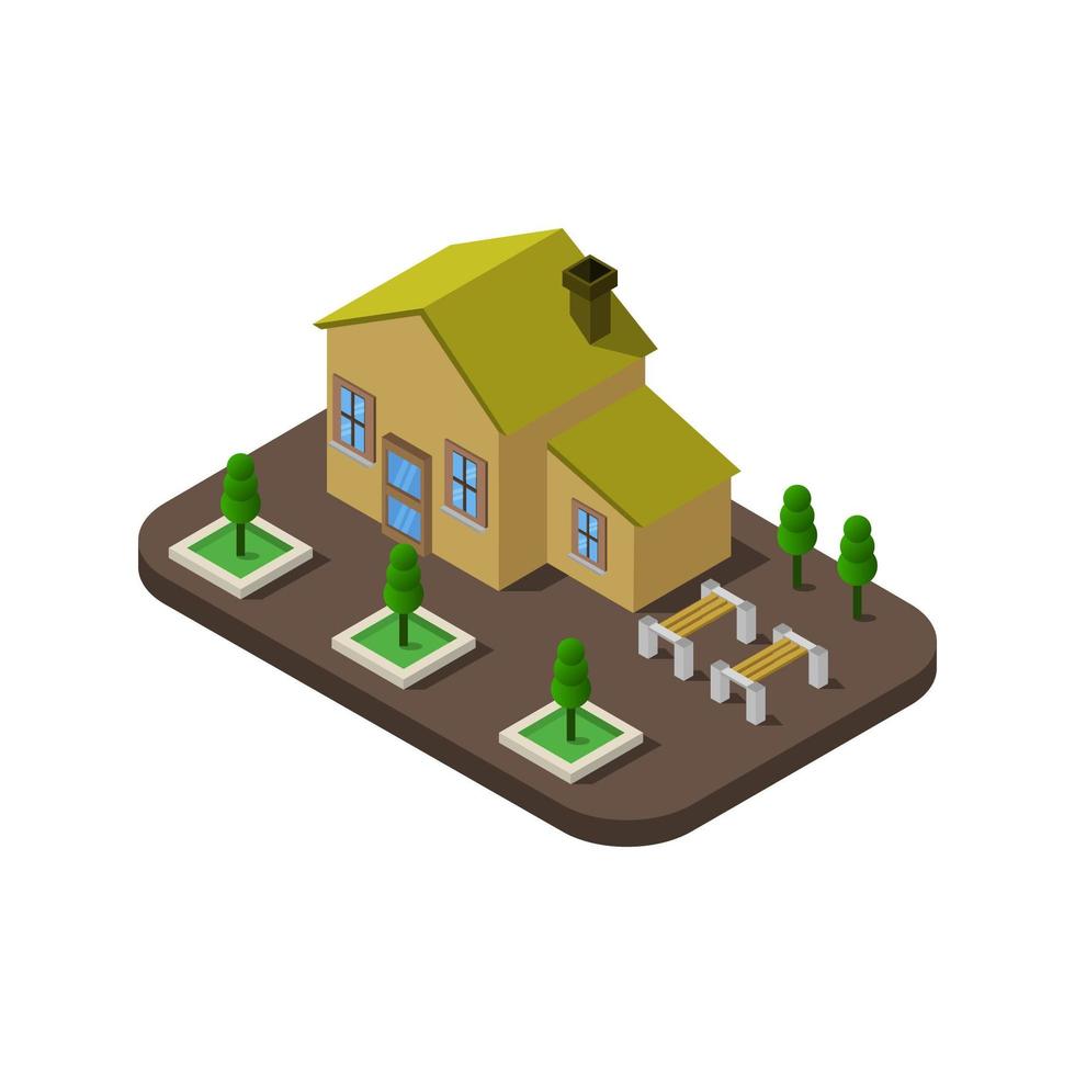Isometric House Illustrated On White Background vector