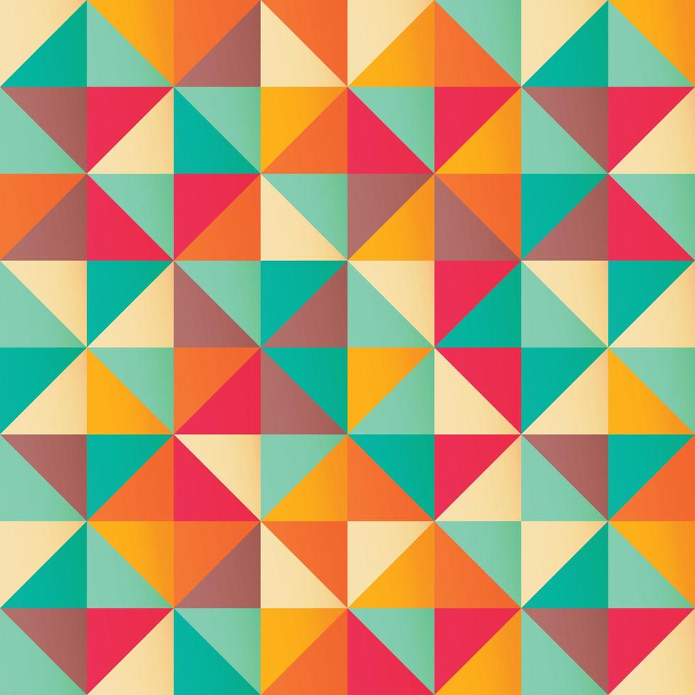 Geometric seamless pattern with colorful triangles in retro design vector