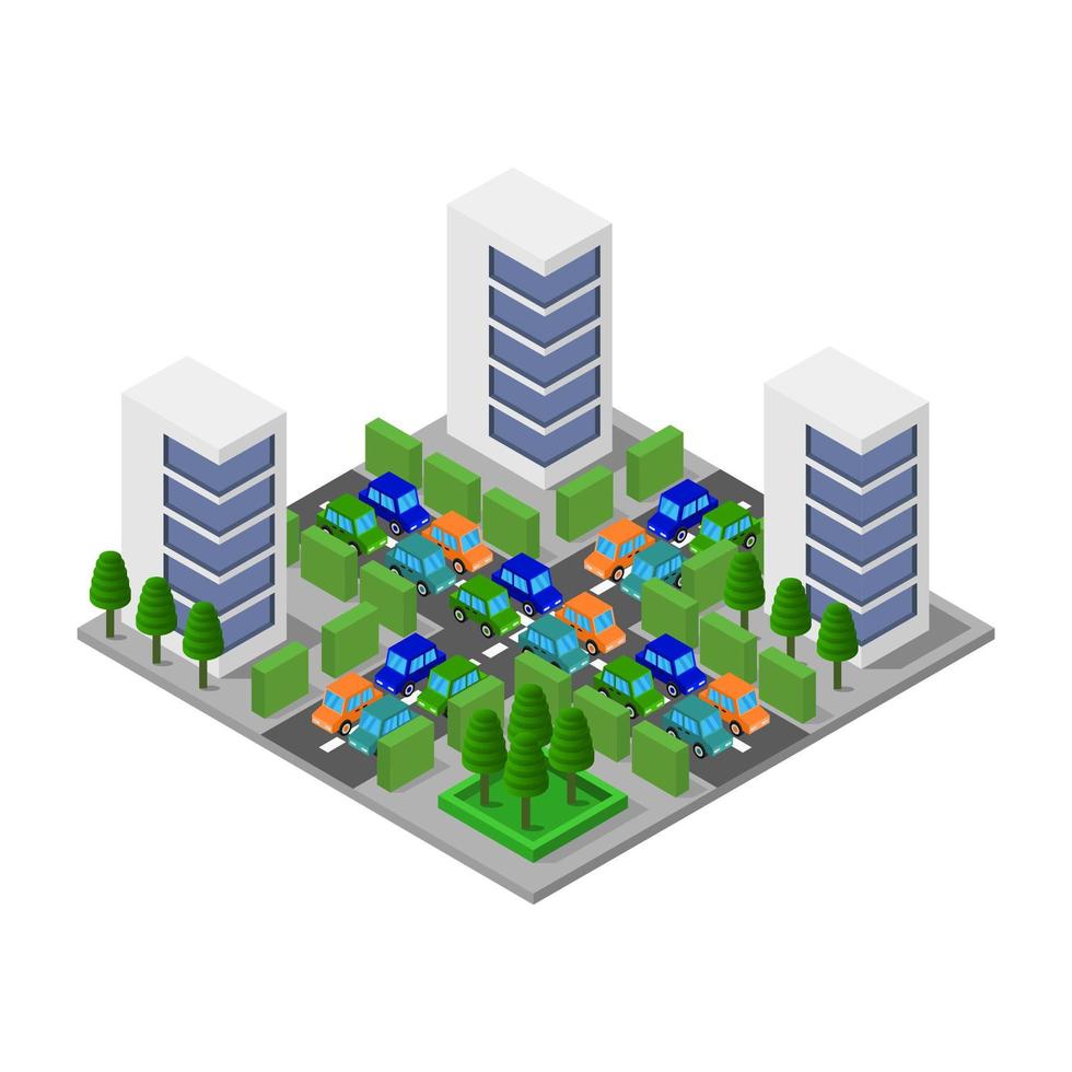 Isometric City Illustrated On White Background vector