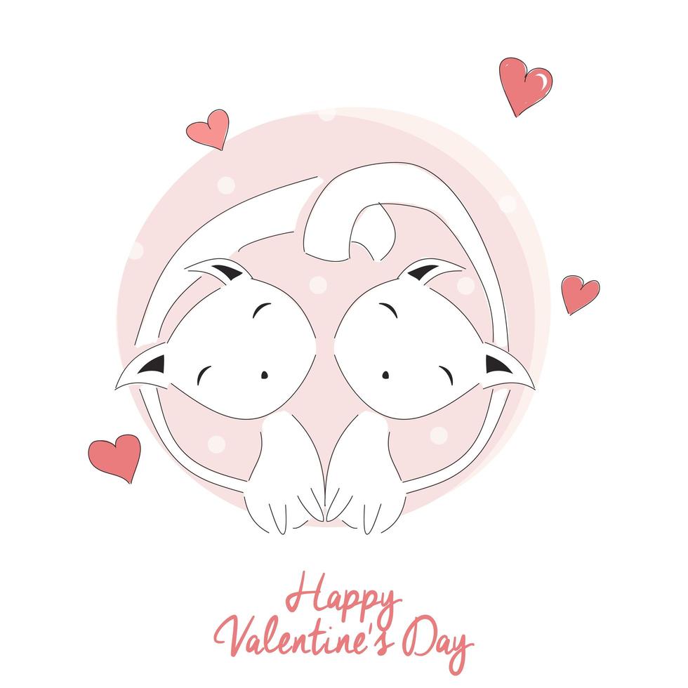 Two cats in love, happy Valentine's day vector