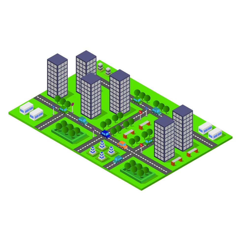 Isometric City Illustrated On White Background vector