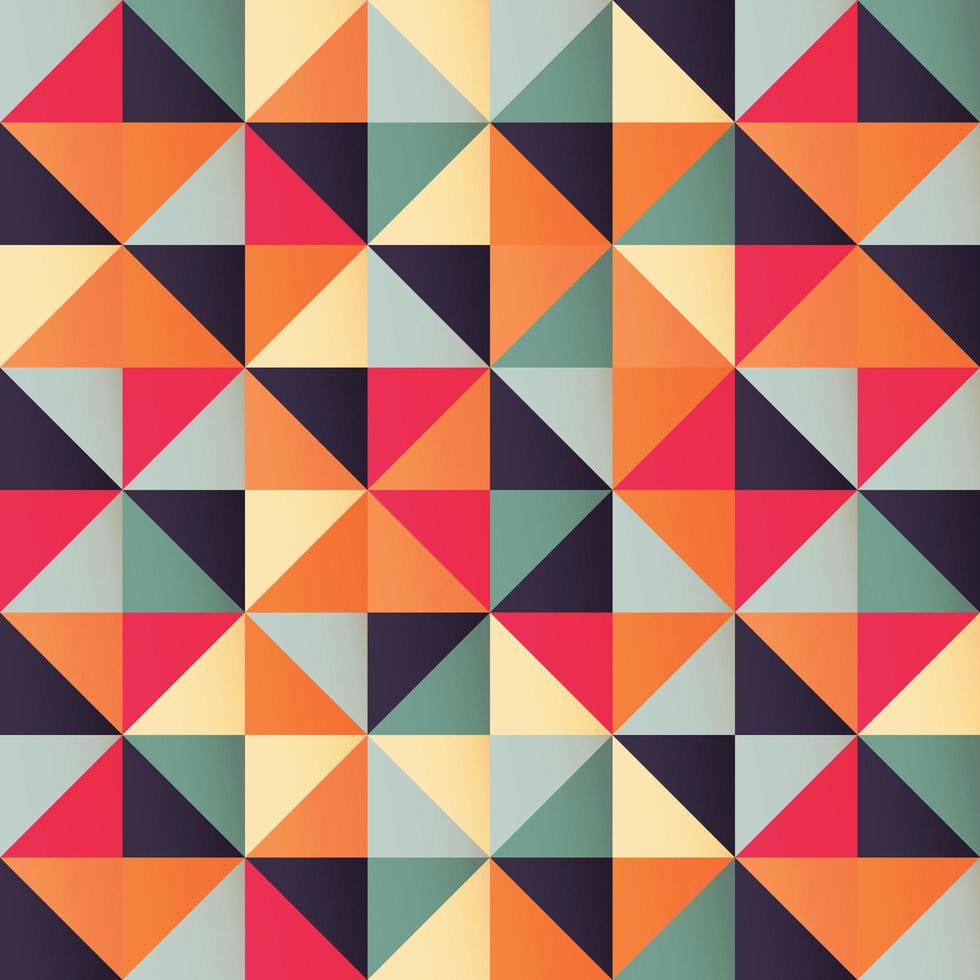 Geometric seamless pattern with colorful triangles in retro design vector