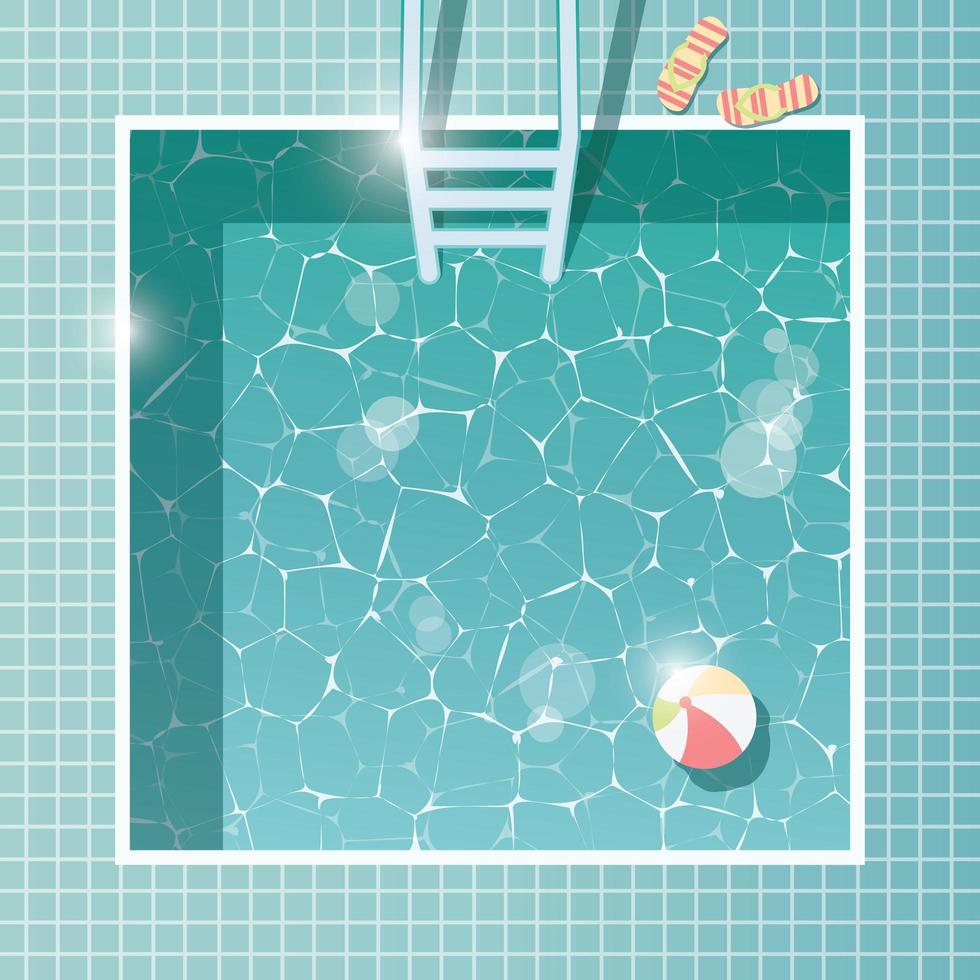 Swimming pool, top view, summer time holiday vacation vector