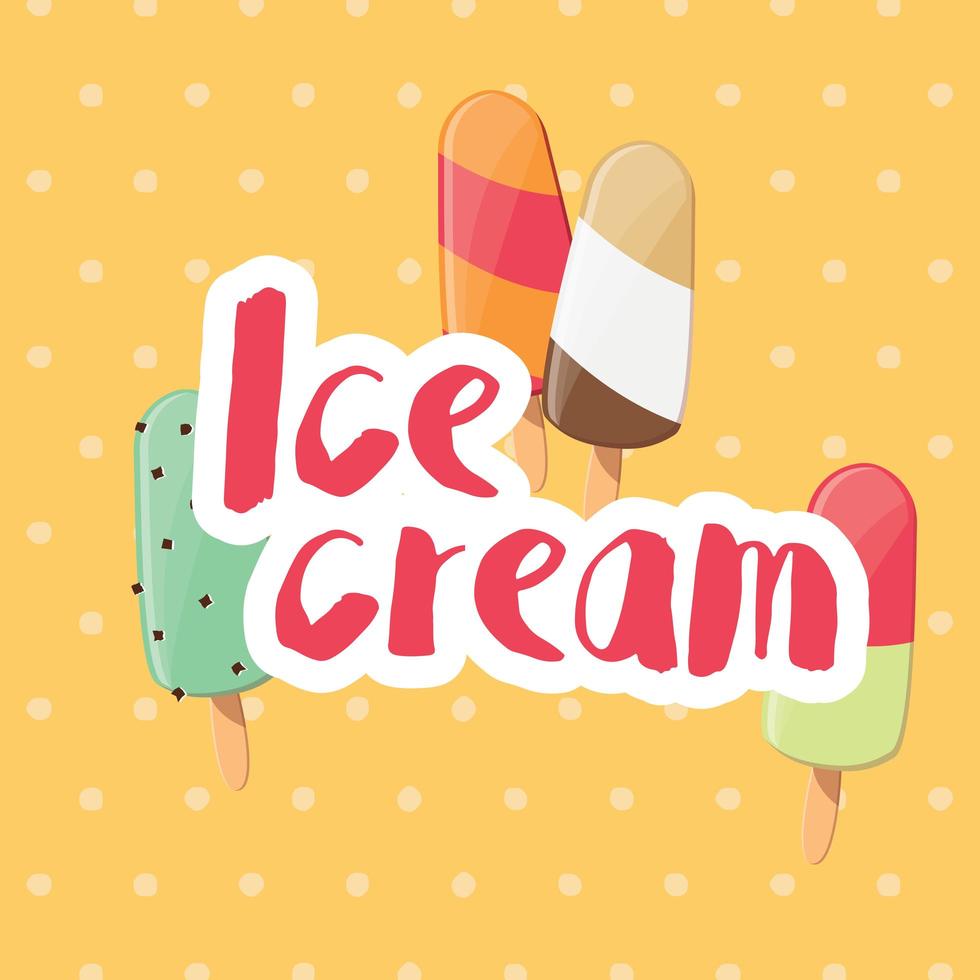 diseño de cartel con helado de colores brillantes vector
