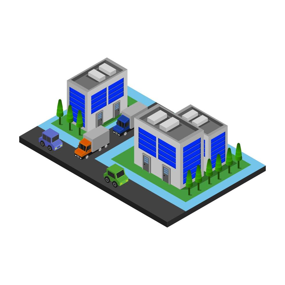 City Store Isometric Illustrated On White Background vector