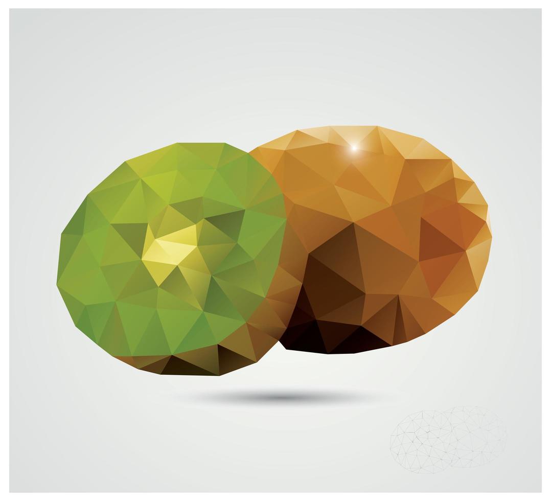 Geometric polygonal fruit, triangles, kiwi, vector illustration