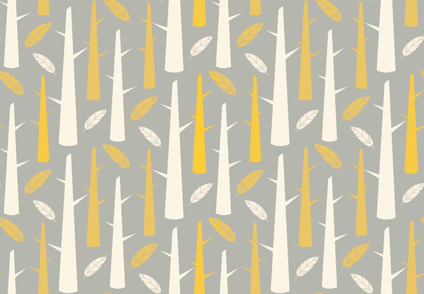 Tree forest with feathers seamless pattern vector