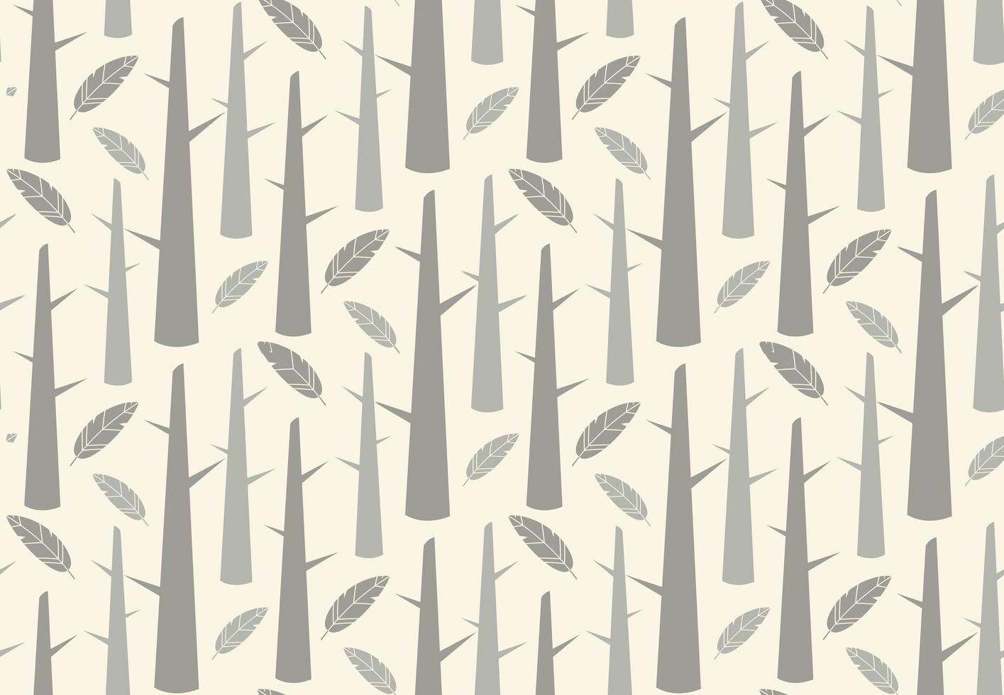 Tree forest with feathers seamless pattern vector