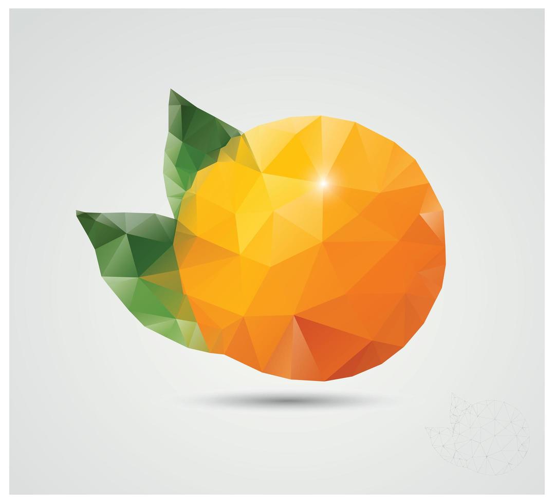 Geometric polygonal fruit, triangles, orange, vector illustration