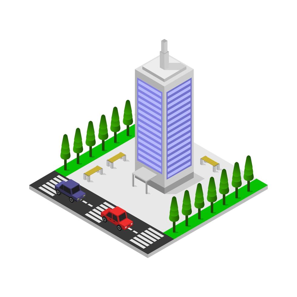 Isometric Skyscraper Illustrated On White Background vector