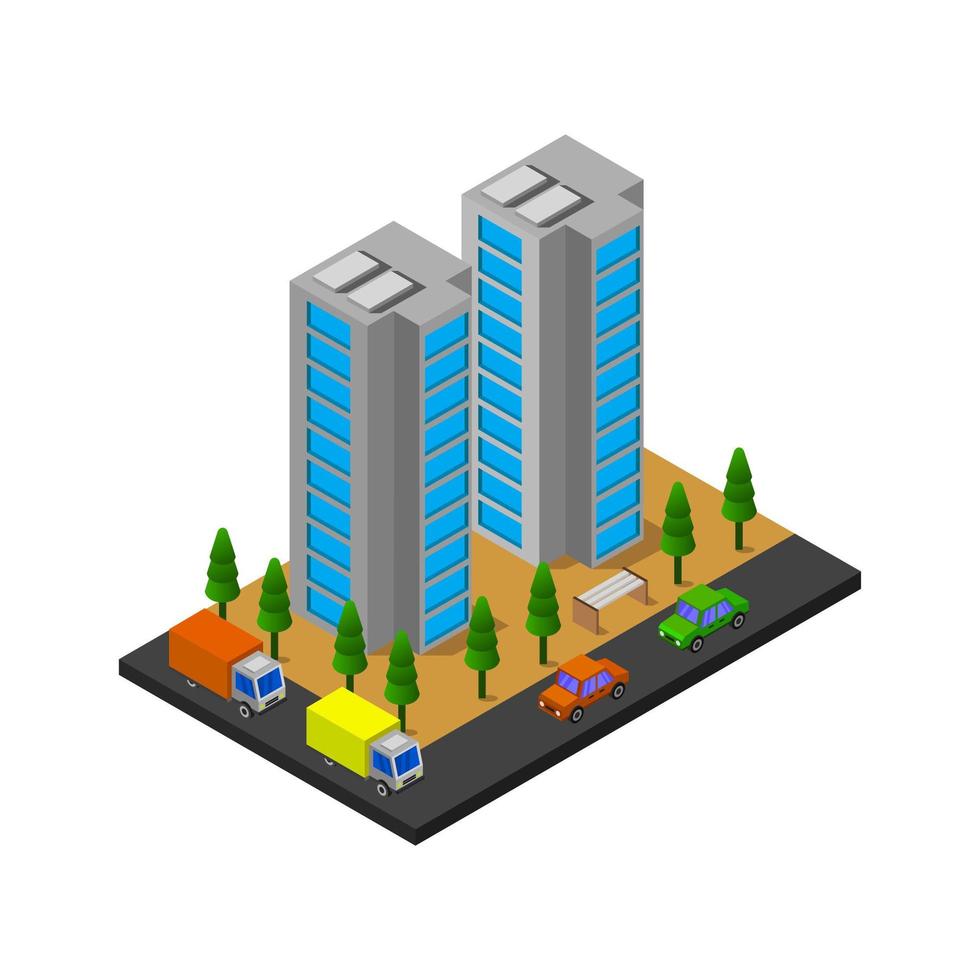 Isometric Skyscraper Illustrated On White Background vector