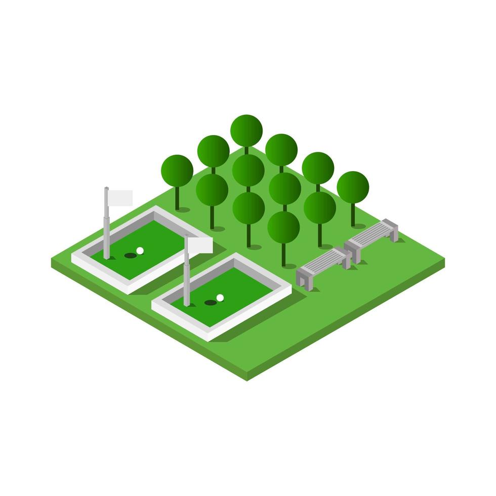 Isometric Golf In Vector On White Background