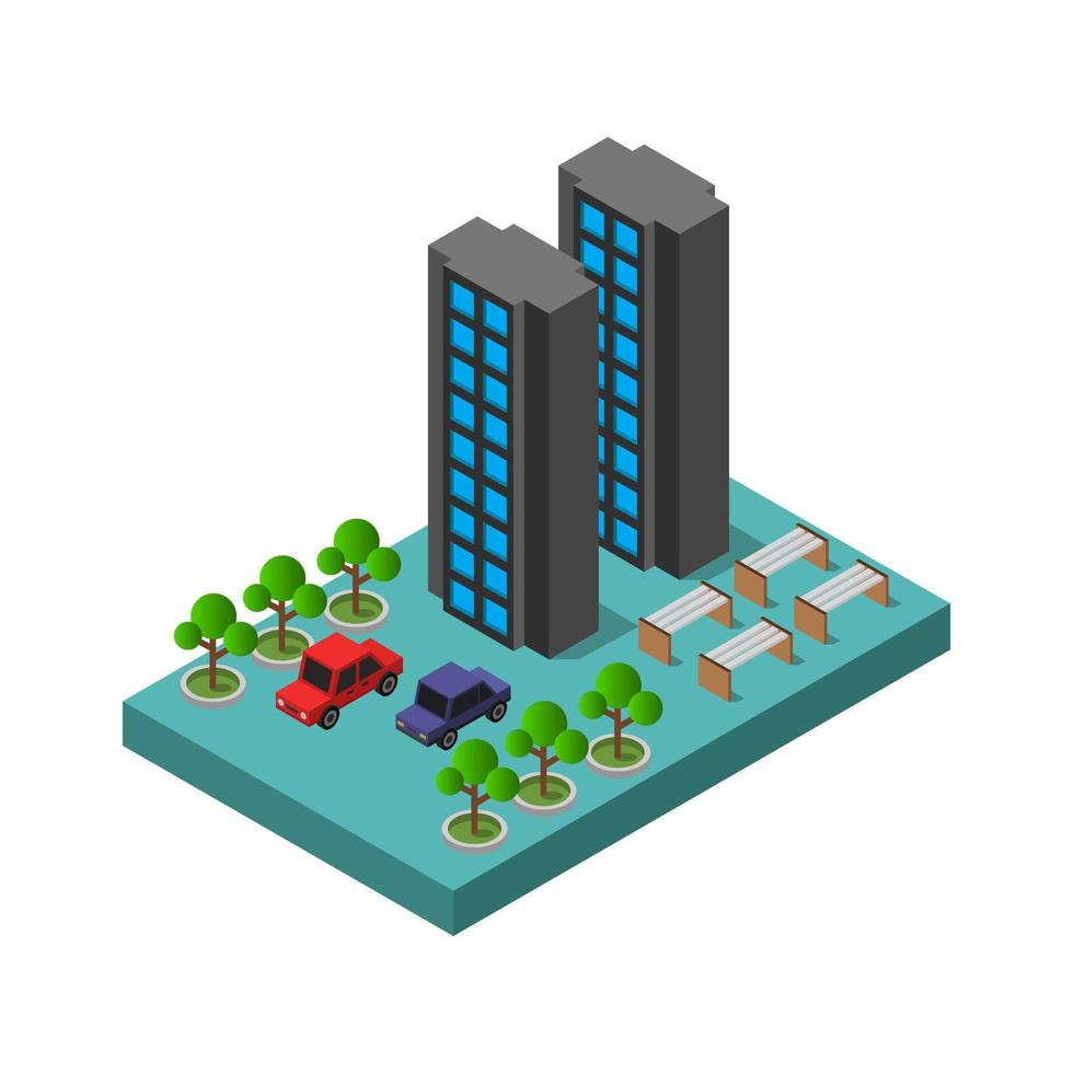Isometric Skyscraper Illustrated On White Background vector