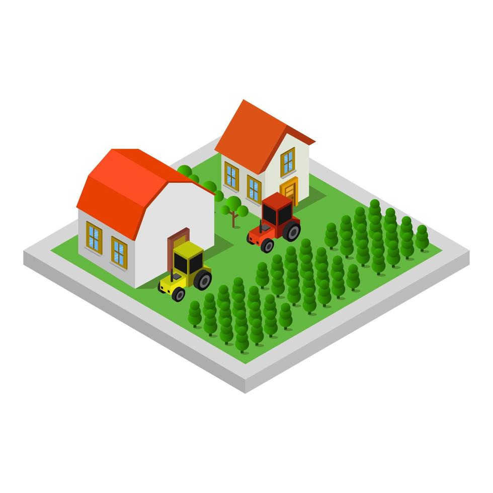 Isometric Farm On White Background vector