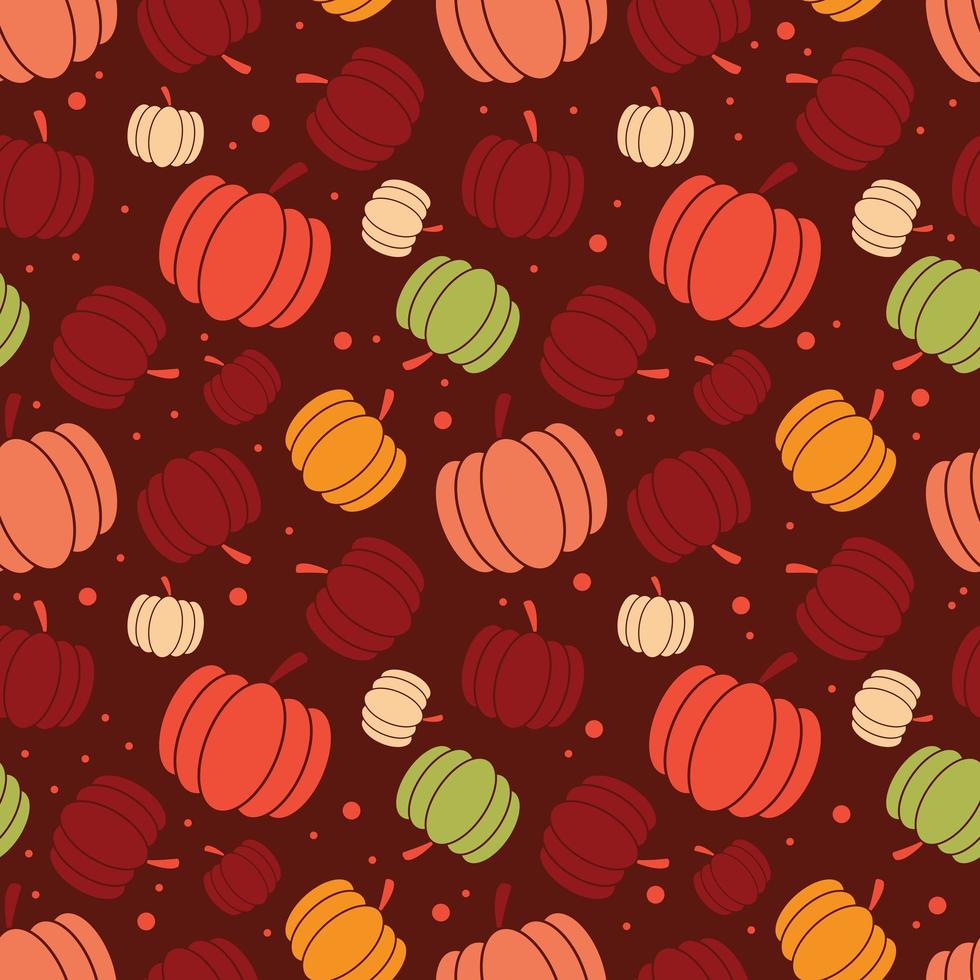 Thanksgiving and autumn seamless pattern with pumpkins vector