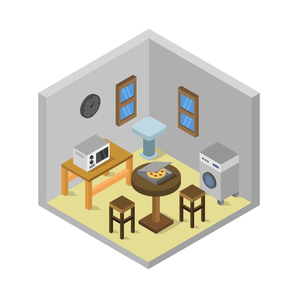 Isometric Kitchen Illustrated On White Background vector