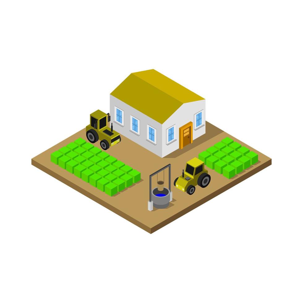 Isometric Farm On White Background vector