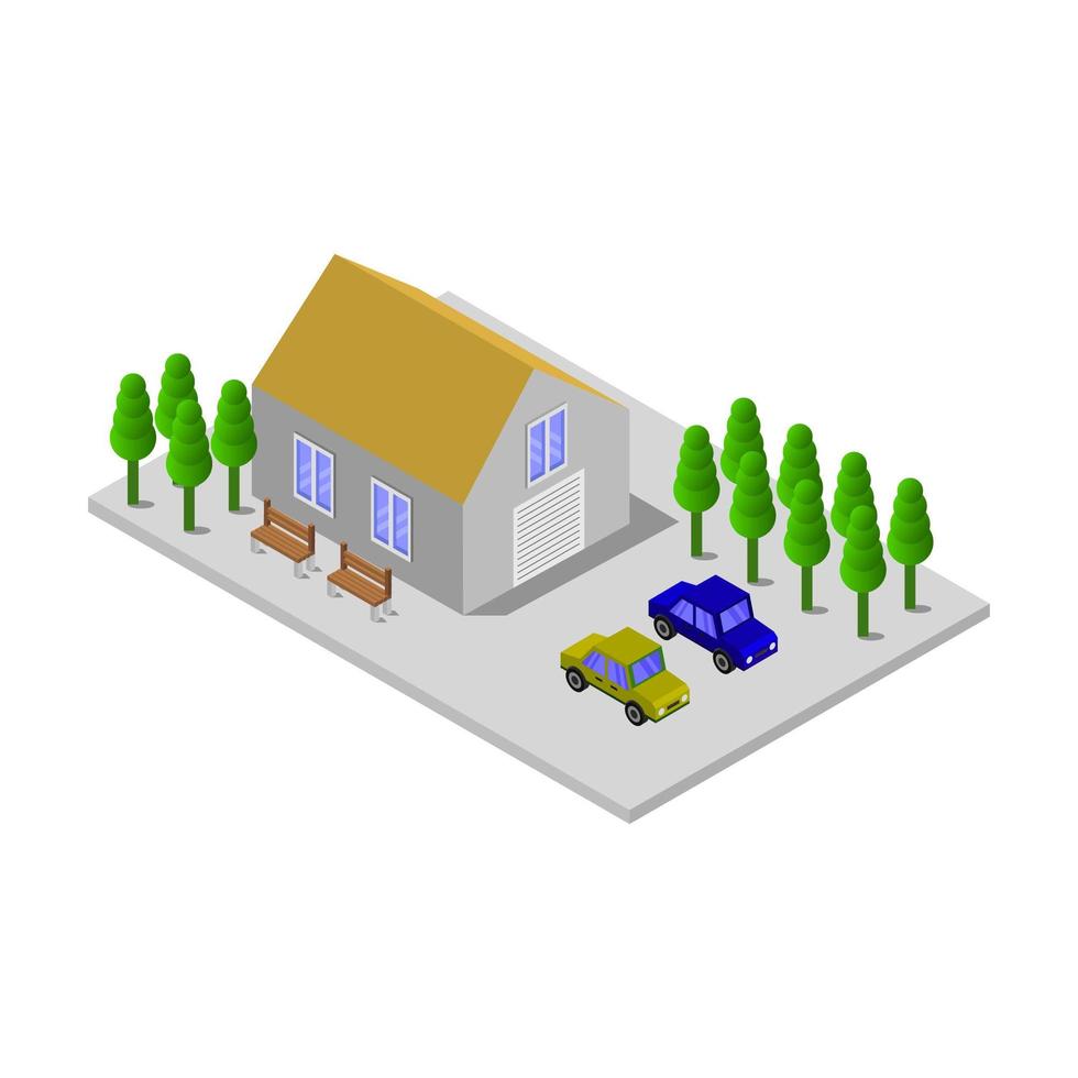 Isometric Garage Illustrated On White Background vector