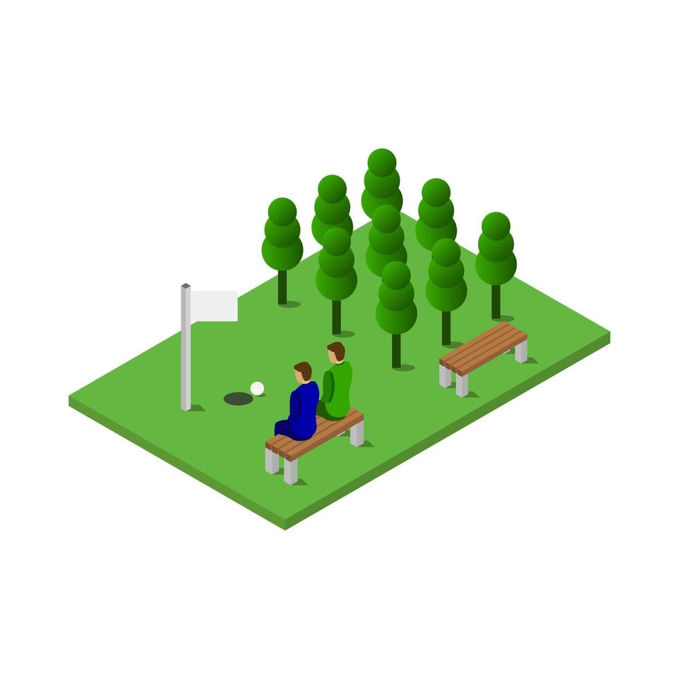 Isometric Golf In Vector On White Background