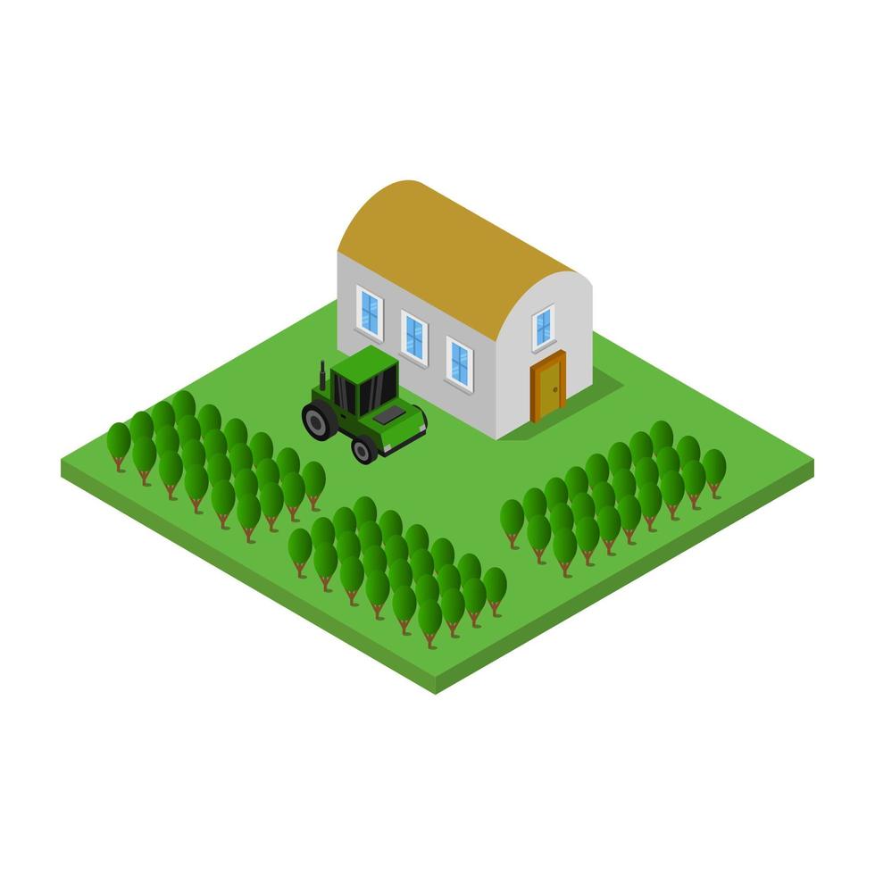 Isometric Farm On White Background vector