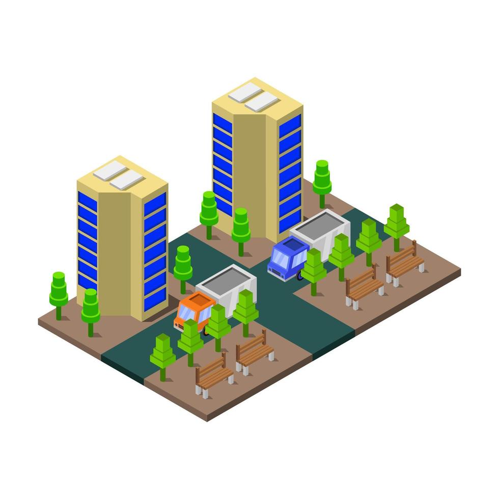 Isometric Skyscraper Illustrated On White Background vector