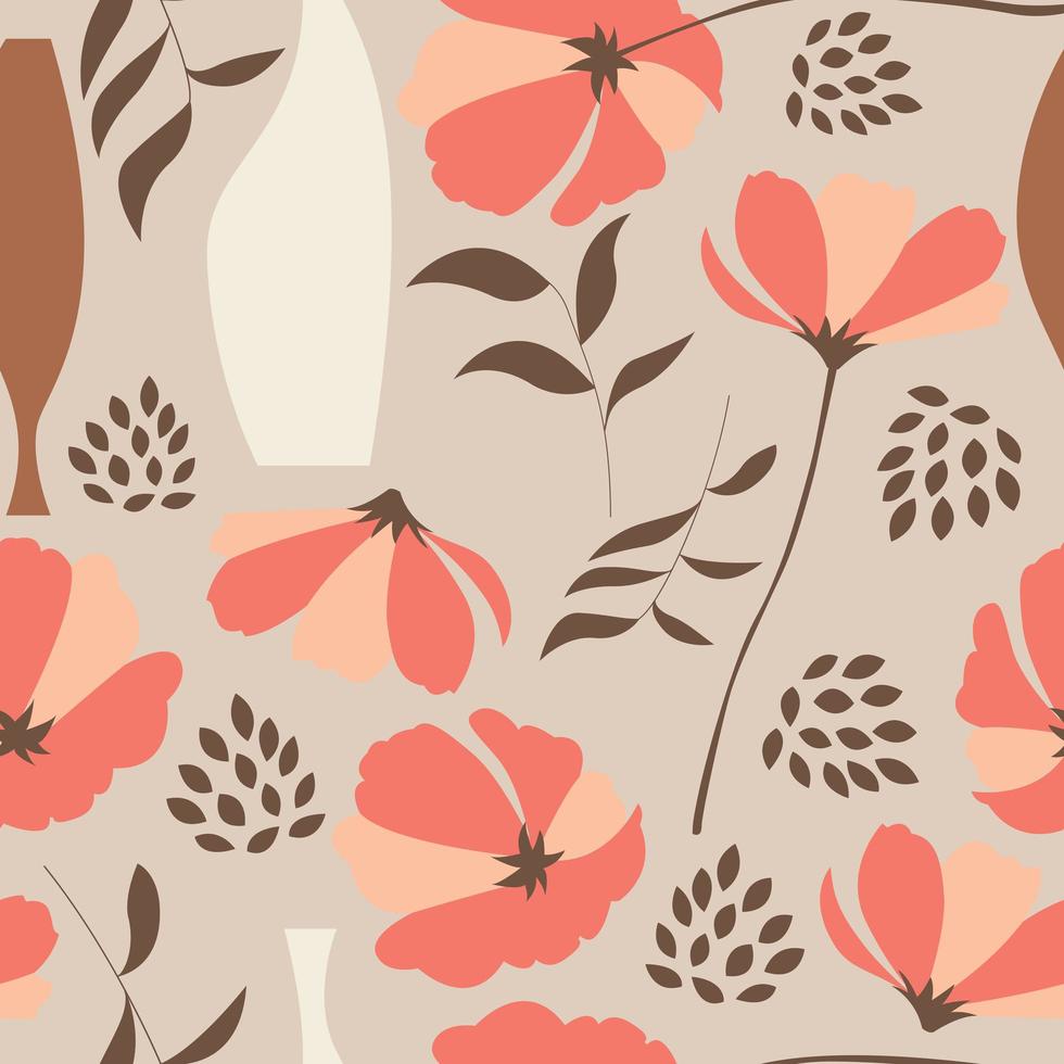 Seamless patterns with floral elements vector