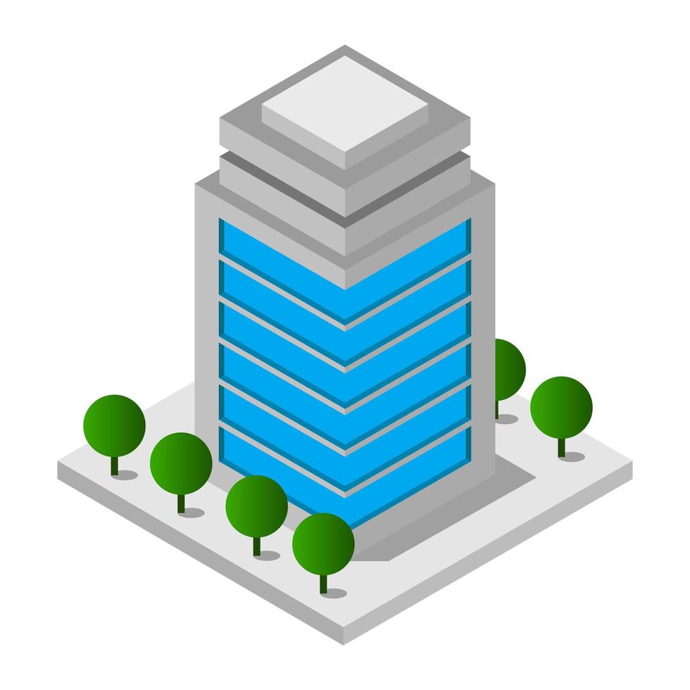 Isometric Skyscraper Illustrated On White Background vector