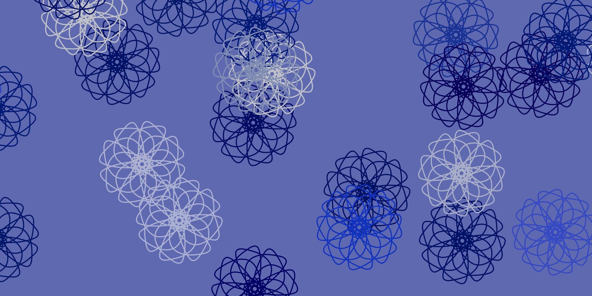 patrón de doodle de vector azul claro con flores.