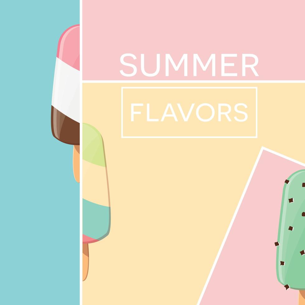Modern typographic summer poster design with ice cream and geometric elements vector