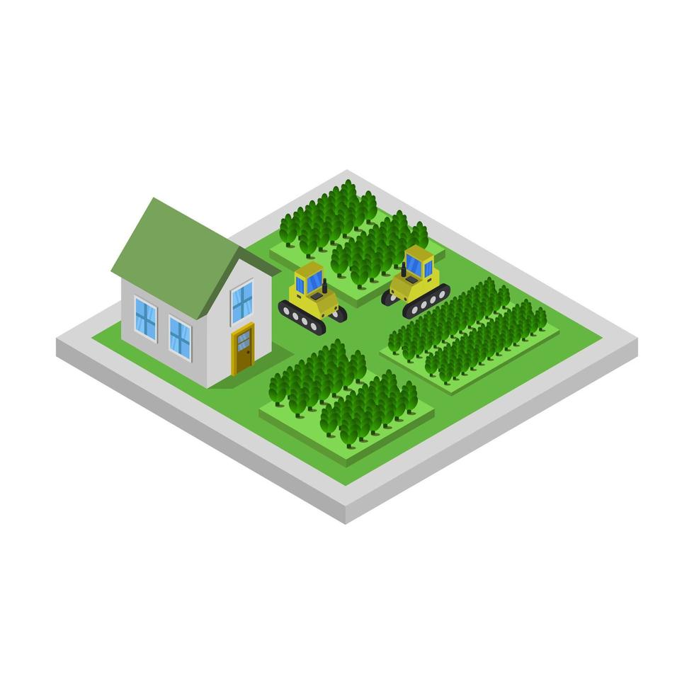 Isometric Farm On White Background vector