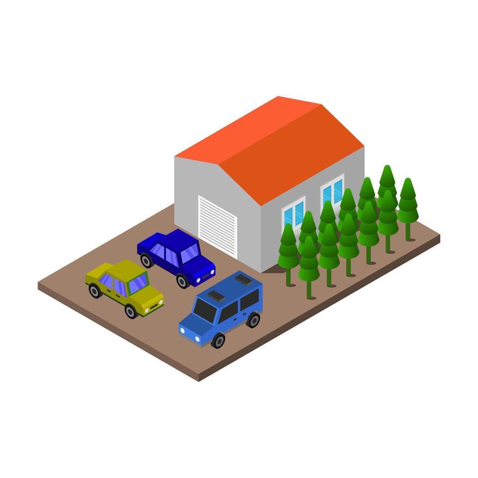 Isometric Garage Illustrated On White Background vector