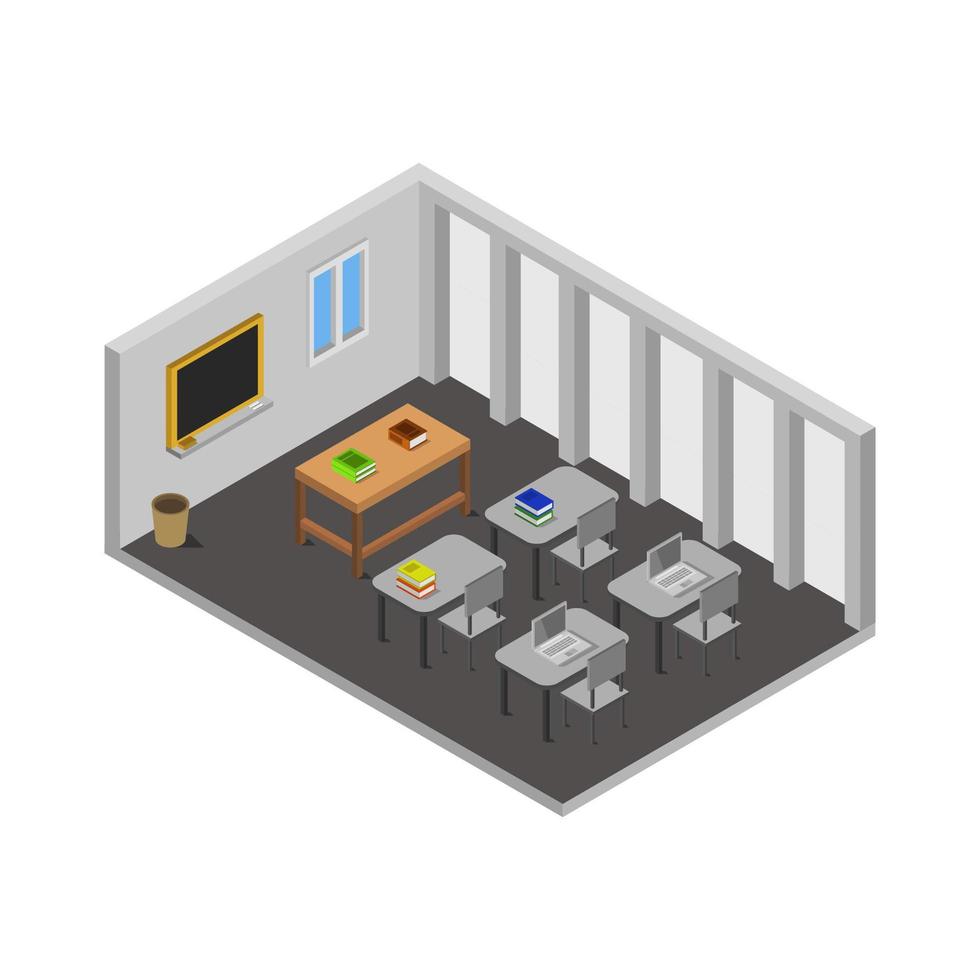 Isometric School Room Illustrated On White Background vector